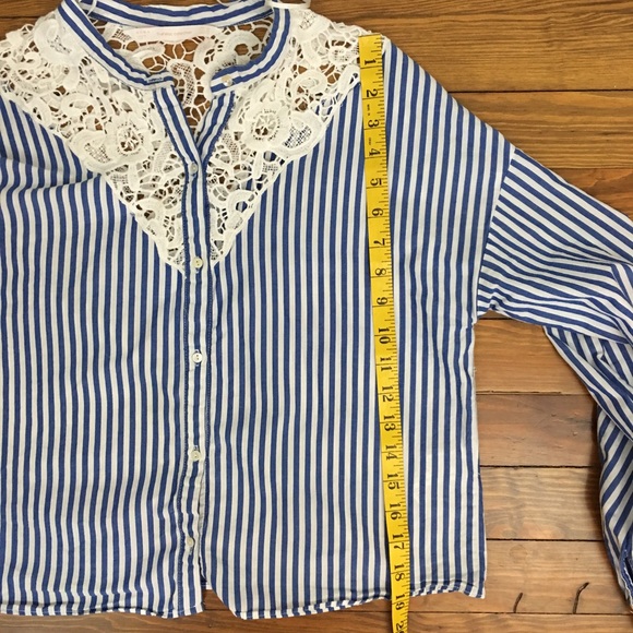 Zara Trafaluc Blue White Striped Blouse XS - Picture 6 of 8